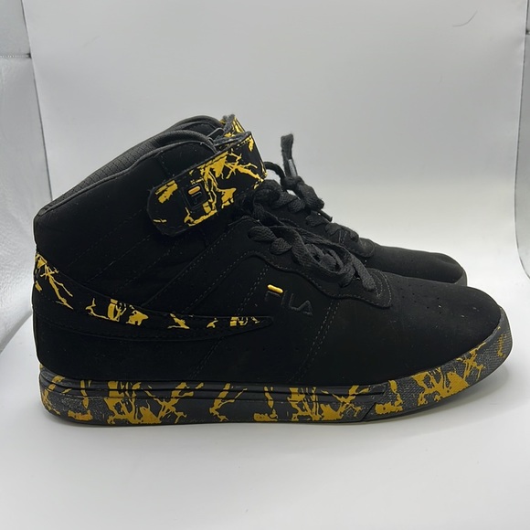 Marble Fila Vulc 13 Black Fila Vulc 13 Marble Splatter High Top Shoes  Sneakers Black Yellow
